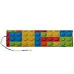 Lego Bricks, Colorful Dots Background Roll Up Canvas Pencil Holder (L)