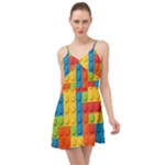 Lego Bricks, Colorful Dots Background Summer Time Chiffon Dress