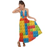 Lego Bricks, Colorful Dots Background Backless Maxi Beach Dress