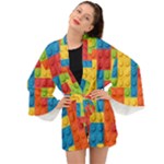 Lego Bricks, Colorful Dots Background Long Sleeve Kimono