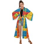 Lego Bricks, Colorful Dots Background Maxi Kimono