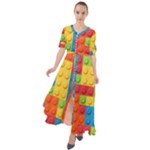 Lego Bricks, Colorful Dots Background Waist Tie Boho Maxi Dress