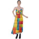 Lego Bricks, Colorful Dots Background Tie Back Maxi Dress