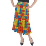 Lego Bricks, Colorful Dots Background Midi Mermaid Skirt