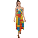 Lego Bricks, Colorful Dots Background Halter Tie Back Dress 