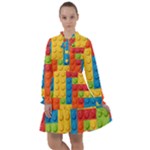 Lego Bricks, Colorful Dots Background All Frills Dress