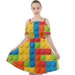 Lego Bricks, Colorful Dots Background Cut Out Shoulders Dress