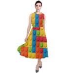 Lego Bricks, Colorful Dots Background Round Neck Boho Dress