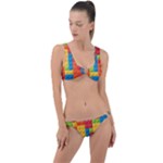 Lego Bricks, Colorful Dots Background Ring Detail Crop Bikini Set