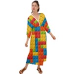 Lego Bricks, Colorful Dots Background Grecian Style  Maxi Dress