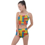 Lego Bricks, Colorful Dots Background Summer Cropped Co-Ord Set