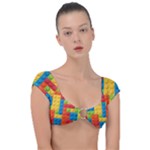 Lego Bricks, Colorful Dots Background Cap Sleeve Ring Bikini Top