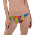 Lego Bricks, Colorful Dots Background Ring Detail Bikini Bottoms