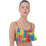 Lego Bricks, Colorful Dots Background Frill Bikini Top