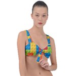 Lego Bricks, Colorful Dots Background Front Tie Bikini Top