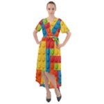 Lego Bricks, Colorful Dots Background Front Wrap High Low Dress