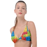 Lego Bricks, Colorful Dots Background Knot Up Bikini Top