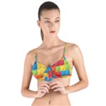 Lego Bricks, Colorful Dots Background Tie Up Cut Bikini Top