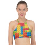 Lego Bricks, Colorful Dots Background Halter Bikini Top