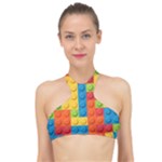 Lego Bricks, Colorful Dots Background High Neck Bikini Top