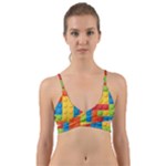 Lego Bricks, Colorful Dots Background Wrap Around Bikini Top