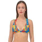 Lego Bricks, Colorful Dots Background Double Strap Halter Bikini Top