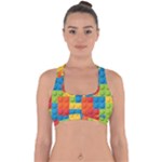 Lego Bricks, Colorful Dots Background Cross Back Hipster Bikini Top 