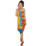 Lego Bricks, Colorful Dots Background Waist Tie Cover Up Chiffon Dress