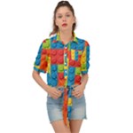 Lego Bricks, Colorful Dots Background Tie Front Shirt 