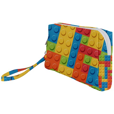 Lego Bricks, Colorful Dots Background Wristlet Pouch Bag (Small) from ArtsNow.com