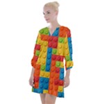 Lego Bricks, Colorful Dots Background Open Neck Shift Dress