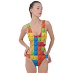 Lego Bricks, Colorful Dots Background Side Cut Out Swimsuit