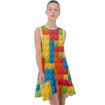 Lego Bricks, Colorful Dots Background Frill Swing Dress