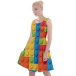 Lego Bricks, Colorful Dots Background Knee Length Skater Dress