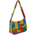 Lego Bricks, Colorful Dots Background Zip Up Shoulder Bag