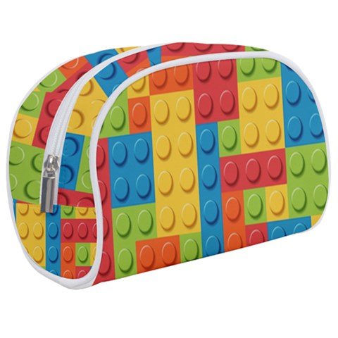 Lego Bricks, Colorful Dots Background Make Up Case (Medium) from ArtsNow.com