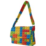 Lego Bricks, Colorful Dots Background Full Print Messenger Bag (L)