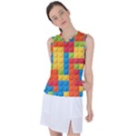 Lego Bricks, Colorful Dots Background Women s Sleeveless Sports Top