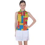 Lego Bricks, Colorful Dots Background Women s Sleeveless Polo T-Shirt