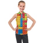 Lego Bricks, Colorful Dots Background Kids  Sleeveless Polo T-Shirt