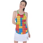 Lego Bricks, Colorful Dots Background Racer Back Mesh Tank Top