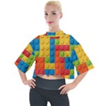 Lego Bricks, Colorful Dots Background Mock Neck T-Shirt