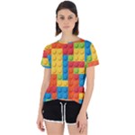 Lego Bricks, Colorful Dots Background Open Back Sport T-Shirt