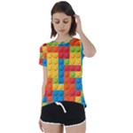 Lego Bricks, Colorful Dots Background Short Sleeve Open Back T-Shirt