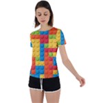 Lego Bricks, Colorful Dots Background Back Circle Cutout Sports T-Shirt