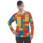 Lego Bricks, Colorful Dots Background Men s Pique Long Sleeve T-Shirt