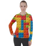 Lego Bricks, Colorful Dots Background Women s Pique Long Sleeve T-Shirt