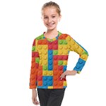 Lego Bricks, Colorful Dots Background Kids  Long Mesh T-Shirt