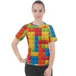 Lego Bricks, Colorful Dots Background Women s Sport Raglan T-Shirt