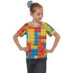 Lego Bricks, Colorful Dots Background Kids  Mesh Piece T-Shirt